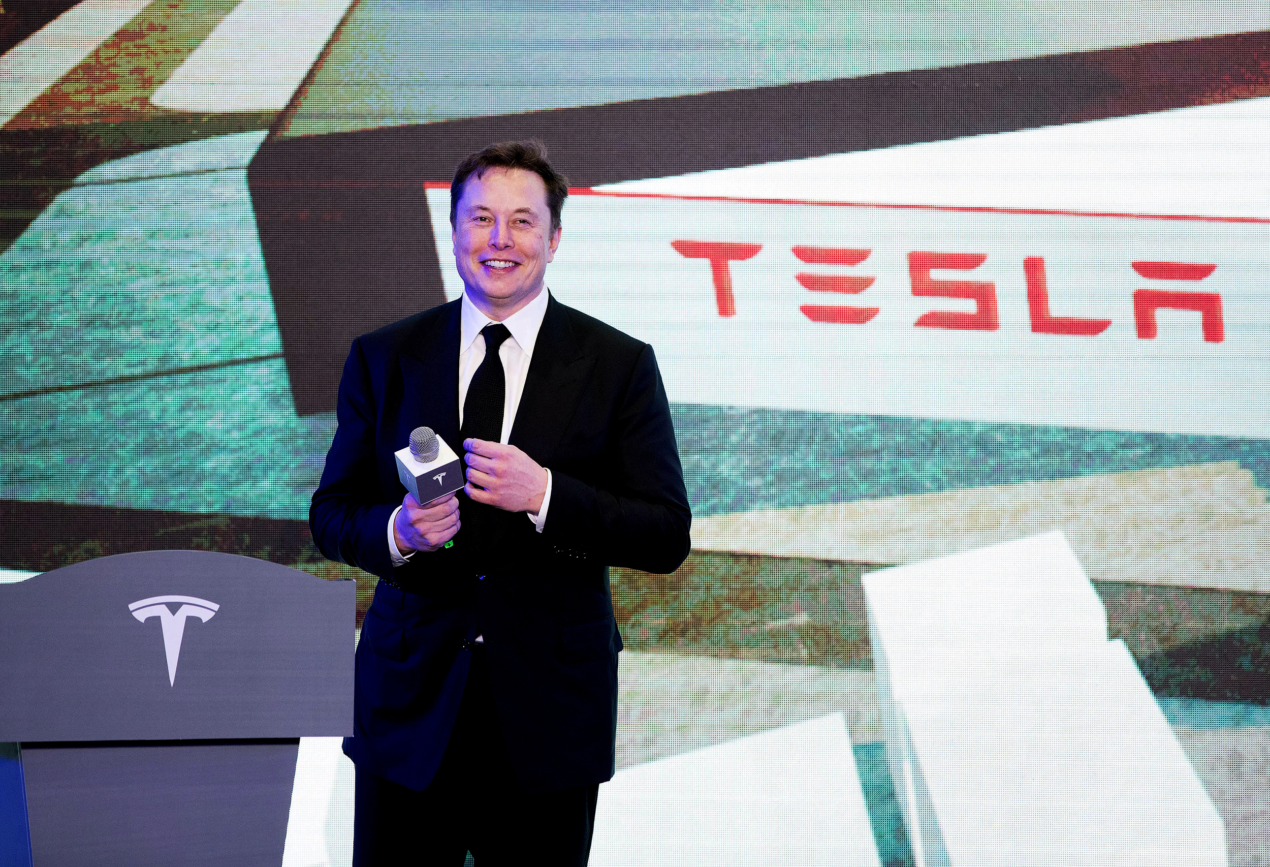 Elon Musk attends an opening ceremony for Tesla China-made Model Y program in Shanghai, China, on Jan. 7, 2020. (Photo by Ding Ting/Xinhua via Getty) (Xinhua/Ding Ting via Getty Images)