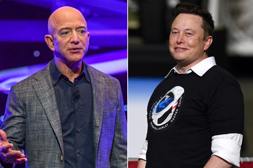Blue Origin CEO Jeff Bezos and SpaceX CEO Elon Musk