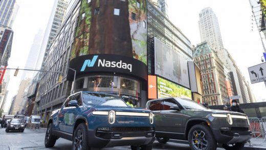 IMAGE DISTRIBUTED FOR RIVIAN AUTOMOTIVE, LLC - Rivian R1T all-electric truck in Times Square on listing day, on Wednesday, Nov. 10, 2021 in New York. (Ann-Sophie Fjello-Jensen/AP Images for Rivian Automotive, LLC) Photograph: Ann-Sophie Fjello-Jensen/AP