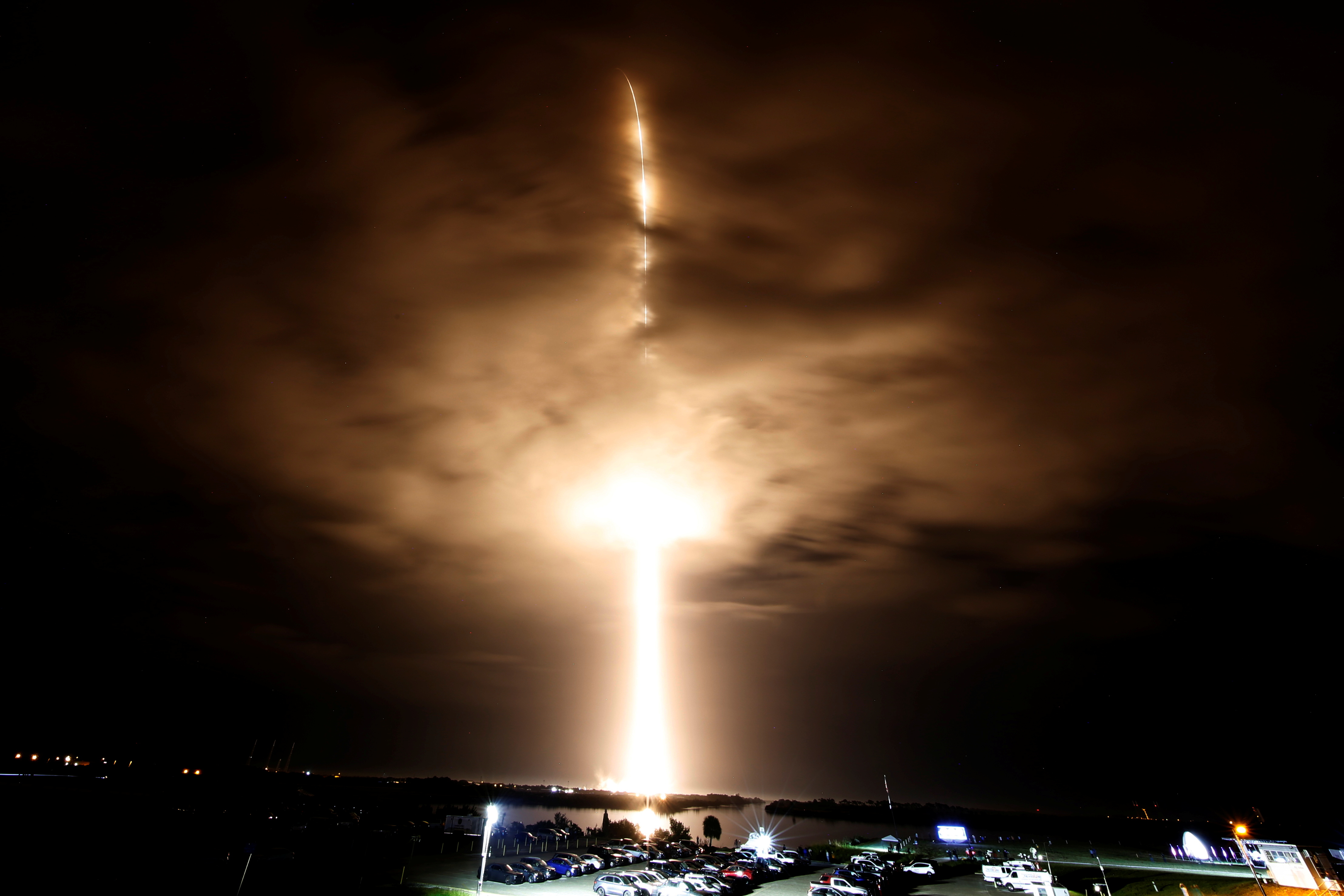 FILE PHOTO: A SpaceX Falcon 9 rocket, with the Crew Dragon capsule, is launched carrying three NASA and one ESA astronauts on a mission to the International Space Station at the Kennedy Space Center in Cape Canaveral, Florida, U.S. November 10, 2021. REUTERS/Joe Skipper/File Photo