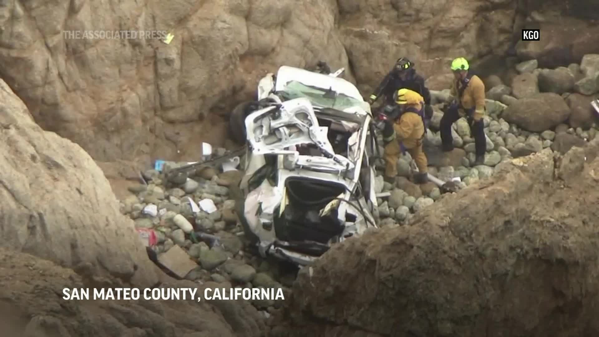 Tesla plunges off California cliff and 2 adults and 2 kids survive